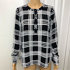 Olive & Oak Black and White Plaid Blouse Long sleeve Top Women’s Size S